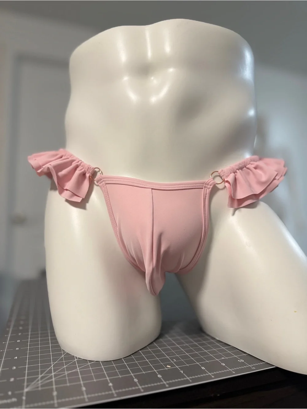 Men’s Ruffle Thong,sissy lingerie for men–ruffled edges